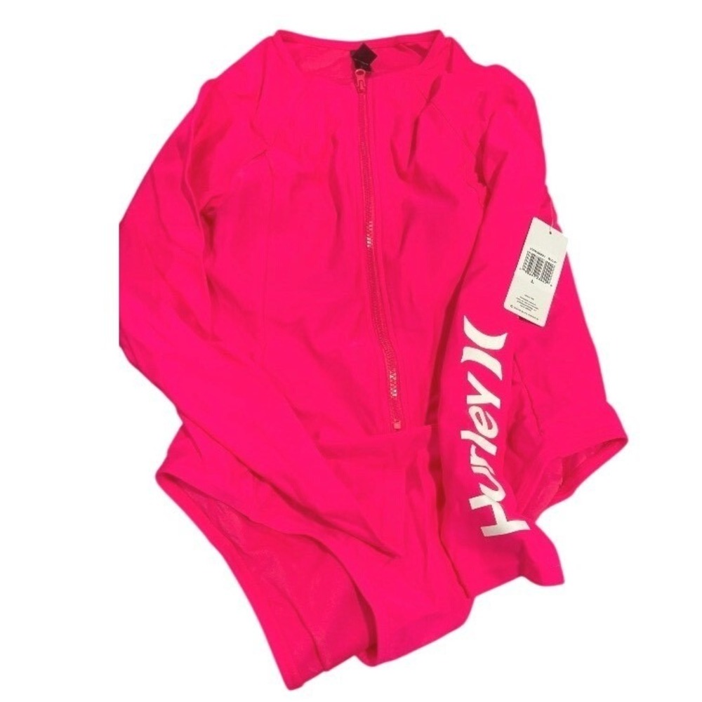 NWT Hurley Melon Long Sleeve One Piece Full Zip Rash Guard - Med & Large - Picture 6 of 7